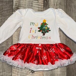 Baby's 1st Christmas Dress with Red tulle Skirt-size 3-6 months (?)